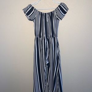 Navy & White Striped High-Low Dress/Romper